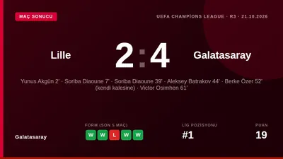 Galatasaray, Şampiyonlar Ligi'ndeki kötü başlangıcını Lille'i 4-2 mağlup ederek sonlandırdı ve grubunda ilk puanını aldı