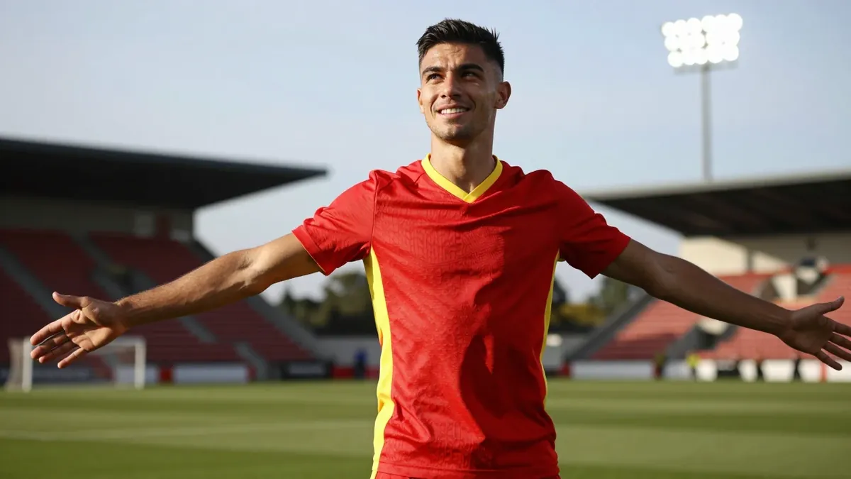 Portekiz milli takım kampında bir Galatasaray taraftarının 'Galatasaray'a gel' çağrısına gülümseyen Bruno Fernandes'ın...